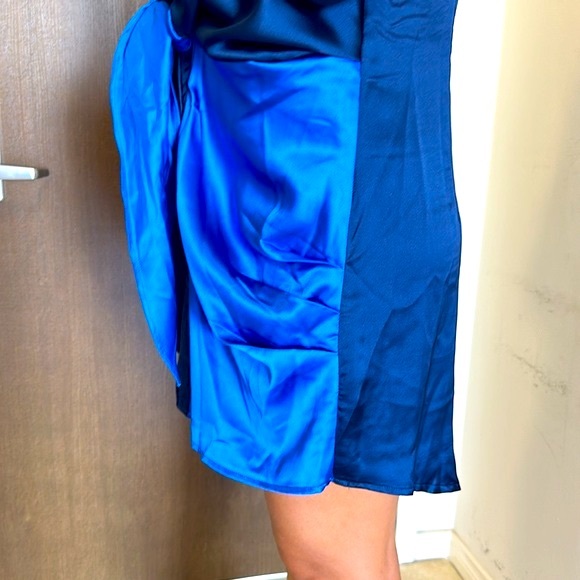 BRAND NEW LENA Colorblock Front Tie Button Shirt Dress - Picture 7 of 10